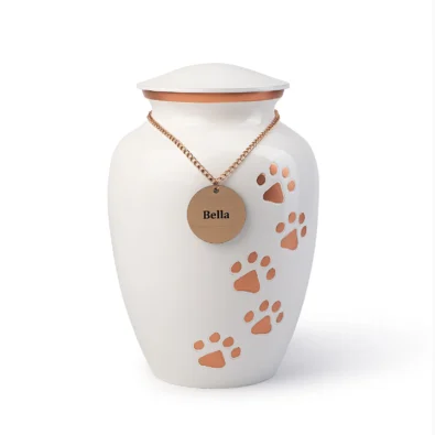 White Aluminium Metal Dog Urns
