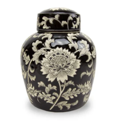 Ceramic Pet Urns For Dogs Black Relief